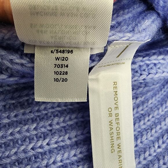 Ann Taylor Women Sweater Size Medium Blue Ruffle Shoulder Long Sleeve Wool Blend - Picture 8 of 10